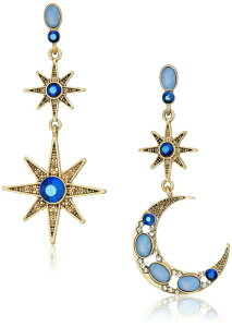 �x�b�c�B�W�����\�� �C�������O Betsey Johnson Mystic Baroque Queens Blue and Gold Moon and Star Drop Earrings �y���s�A���i�z