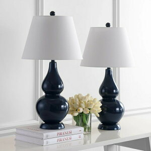 �T�t�@���B�� safavieh �e�[�u�������v �T�t�@�r�� �T�t�@���B�A Safavieh Lighting Collection Cybil Navy Double Gourd 26.5-inch Table Lamp (Set of 2) �y���s�A���i�z