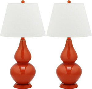�T�t�@���B�� safavieh �e�[�u�������v �T�t�@�r�� �T�t�@���B�A Safavieh Lighting Collection Cybil Blood Orange Double Gourd 26.5-inch Table Lamp (Set of 2) �y���s�A���i�z