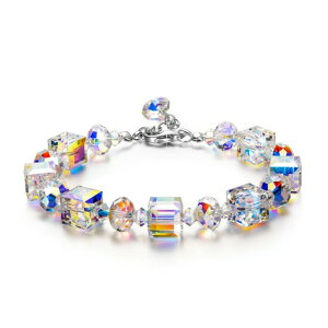 ���f�B�J���[ �u���X���b�g LADY COLOUR Bracelet for Women Colorful Adjustable Bangle with Swarovski Aurore Boreale Crystals Fashion Costume Jewelry Brithday Prensent Wife Her Girls Girlfriend Mom Mother Lady �y���s�A���i�z