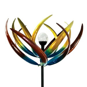 z[d LED\[[p[ ]`[bv J[`FW K[fCg I[ig The Original Solar Multi-Color Tulip Wind Spinner-Solar Powered Glass Ball Emits Color-Changing Light - Made of Metal and Steel