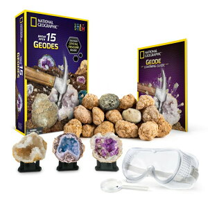 iViWIOtBbN uCNI[v 15 v~A WI[h fBXvCX^hx3 ȊwMtg NATIONAL GEOGRAPHIC - Break Open 15 Premium Geodes ? Includes Goggles, Detailed Learning Guide & 3
