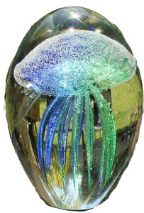 ���炰 �K���X�̒u�� SPI Home Art Glass Teal Jellyfish Glow in the Dark,3 x 4.5 �y���s�A���i�z