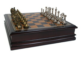 チェスセット ギフト Classic Game Collection Metal Chess Set with Deluxe Wood Board and Storage - 2.5" King 【並行輸入品】
