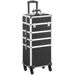 A[eBXgLA[ et΂ CN{bNX CNAbv A[eBXg oCN etobN Yaheetech Rolling 4 in 1 Makeup Case Cosmetic Trolley Salon Cosmetic Trolley Train Case Aluminum Black y