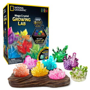 �i�V���i���W�I�O���t�B�b�N ���� �������� NATIONAL GEOGRAPHIC Mega Crystal Growing Lab - 8 Vibrant Colored Crystals To Grow with Light-Up Display Stand & Guidebook - Includes 5 Real Gemstone Specimens Including Amethyst & Quartz �y���s