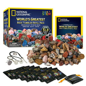 �i�V���i���W�I�O���t�B�b�N ���b�N�^���u���[ ���t�B�� NATIONAL GEOGRAPHIC Rock Tumbler Refill ? 5 Pound Mix of Rocks and Gemstones for Rock Tumblers, Includes Agate, Jasper, Petrified Wood, Gemstone, and More, 5 Jewelry Settings and