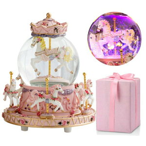 ]ؔn LED IS[ LOVE FOR YOU Carousel Music Box Luxury Color Change LED Light Luminous Rotating 6-Horse Carousel Horse Music Box Home Decor OrnamentCBest Birthday Gift for KidsCGirls(Plays You are My Sunshine, Pink) ysAi