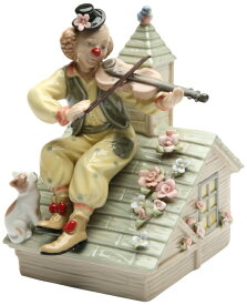 オルゴール バイオリンを弾くピエロ Cosmos Gifts 20867 Clown with Violin Musical Ceramic Figurine, 6-1/4-Inch Plays tune "Top of the world" 【並行輸入品】