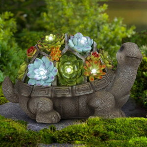 K[fCg T LED\[[Cg GIGALUMI Turtle Garden Figurines Outdoor Decor, Garden Art Outdoor for Fall Winter Garden Decor,Outdoor Solar Statue with 7 LEDs for Patio,Lawn,Yard Art Decoration, Housewarming Garden Gift ysA