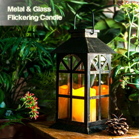 ガーデンランタン LEDソーラーライト Solar Lantern Outdoor Classic Decor Bronze Antique Metal and Glass Construction Mission Solar Garden Lantern Indoor and Outdoor Solar Hanging Lantern Entirely Solar Powered Lantern of Low Maintena 【並行輸入品】