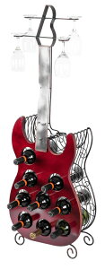 ���C���z���_�[ ���^���M�^�[ ���C�����b�N Vintiquewise Decorative Wine Holder Vintage Wood and Metal Guitar Shaped 9 Bottle Freestanding, Large, Red �y���s�A���i�z