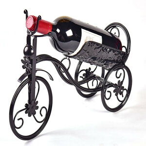 Cz_[ ] ハCbN CdyBox Wrought Iron Wine Holder/Rack Bike Shape Tricycle Art Home Decor (Black) ysAiz