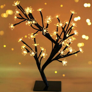 e[u v  Bright Zeal 18" Battery Operated LED Cherry Blossom Tree Lights (6hr Timer) - Bonsai Lighted Tree - Lighted Cherry Blossom Tree Light Tabletop LED Tree Lamp - Home Decor Artificial Plants Light BZY ysAiz