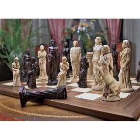 ギリシャ神話 トスカーノの神々 約15cm ゼウスとアフロディーテ Design Toscano Gods of Greek Mythology Complete Chess Set, 6 Inch, 16 Pieces and Board, Two Tone Stone 【並行輸入品】