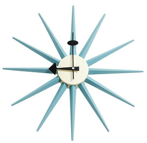 �Ǌ|�����v ������� SHISEDECO George Nelson Wall Clock, Decorative Modern Silent Wall Clock for Home, Kitchen,Living Room,Office etc. - Colorful Wooden Mid Century Retro Design(Full Range Available) (Sunburst Clock Blue) �y���s�A���i�z