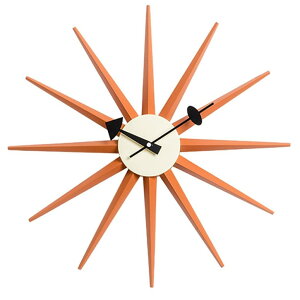 Ǌ|v  SHISEDECO Modern George Nelson Sunburst Clock in Orange - Non Ticking, Wooden Mid Century Retro Design Decorative Silent Wall Quartz Clock for Home, Kitchen,Living Room,Office and Bedroom etc.(Orange) ysAiz