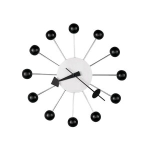 Ǌ|v  SHISEDECO Mid Century George Nelson Ball Clock, Painted Solid Wood Non Ticking Decorative Modern Silent Wall Clock for Home, Kitchen,Living Room,Office etc. - Retro Design (Ball Clock in Black) ysAiz