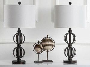 �T�t�@���B�� safavieh �e�[�u�������v �T�t�@�r�� �T�t�@���B�A Safavieh Lighting Collection Calista Double Sphere Oil-Rubbed Bronze 27.75-inch Table Lamp (Set of 2) �y���s�A���i�z