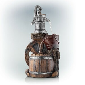 K[f  CeA u^  ̃IuWF EH[^[tH[t@Ee Alpine Corporation WCT688 Old Fashion Pump Barrel Rustic Fountain, 24 Inch Tall, Brown and Grey ysAiz