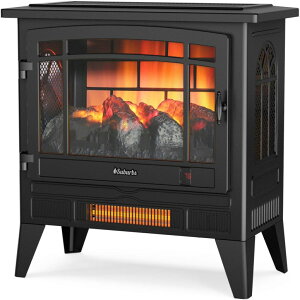 ターボ 電気暖炉 暖炉型ファンヒーター 電気ストーブ フェイク暖炉 TURBRO Suburbs TS25 Electric Fireplace Infrared Heater - Freestanding Fireplace Stove with Adjustable Flame Effects, Overheating Protection, Timer, Remote Control -