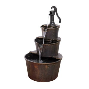 K[f  CeA u^  ̃IuWF EH[^[tH[t@Ee Alpine Corporation TEC234BR Alpine 3-Tier Rustic Outdoor Waterfall for Garden, Patio, Deck, Porch-Yard Art Decor Pump Barrel Fountai