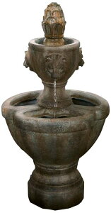 K[f  CeA u^  ̃IuWF EH[^[tH[t@Ee Outdoor Water Fountain, 2 Tier Lion Head Fountain With Natural Looking Stone and Soothing Sound for Decor on Patio, Lawn and Garden 
