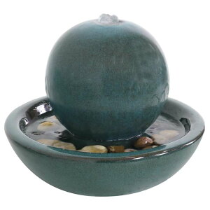   ̃IuWF e[ugbvt@Ee CeA Sunnydaze Ceramic Tabletop Water Fountain with Orb Design - Indoor Zen Desktop Relaxing Water Feature - Interior Spa and Yoga Decoration - 7-Inch Tall ys