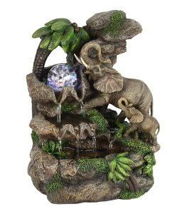 ��� ���� ��̃I�u�W�F �e�[�u���g�b�v�t�@�E���e�� �C���e���A���� OK Lighting 11.00 H Elephant Table Fountain �y���s�A���i�z