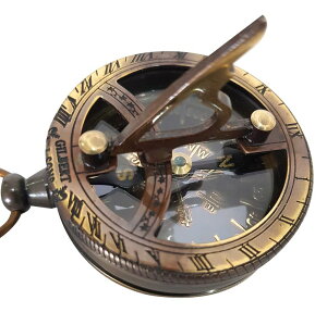 真鍮製 日時計 コンパス 真ちゅう サンダイアル Engravable Brass Pocket Sundial Compass Nautical Antique Style Marine Compass Brass Finish 【並行輸入品】