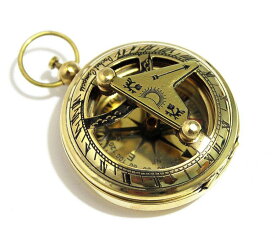 真鍮製 日時計 コンパス 真ちゅう サンダイアル THORINSTRUMENTS (with device) Brass Push Button Direction Sundial Compass - Pocket Sundial Compass 【並行輸入品】