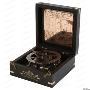 ^J v RpX ^イ T_CA US HANDICRAFTS Ideas for Men Xmas 5 Inch Perfectly Calibrated Large Sundial Compass Black Wooden Case Top Grade Engraved Brass Sundial with Embossed Needle ysAiz
