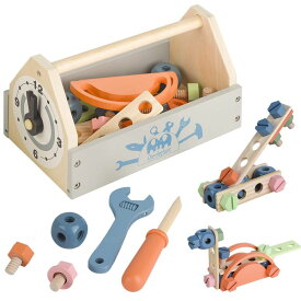 キッズDIY 工具セット おもちゃ ままごと ごっこ Wooden Tool Toy Toolbox Toddler Educational Construction Kids Toys Play Accessories Set Creative Gift for 3 Year Olds and Up Boys Girls 【並行輸入品】