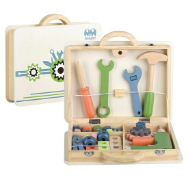 キッズDIY 工具セット おもちゃ ままごと ごっこ 43 Pcs Wooden Tool Box Building Tools Sets Pretend Play Toys for Toddlers Construction Toy Role Play Set for 1 2 3 Year Olds 【並行輸入品】
