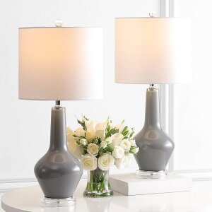 �T�t�@���B�� safavieh �e�[�u�������v �T�t�@�r�� �T�t�@���B�A Safavieh TBL4220A-SET2 Lighting Velor Smoked Grey Glass 24-inch (Set of 2) -LED Bulbs Included Table Lamp �y���s�A���i�z