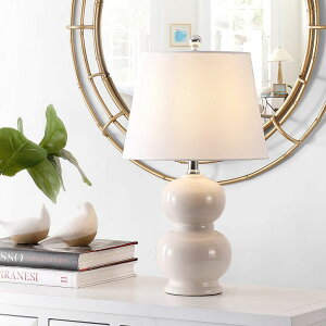 �T�t�@���B�� safavieh �e�[�u�������v �T�t�@�r�� �T�t�@���B�A Safavieh Lighting Collection Everlee 22-inch Ivory Double Gourd Ceramic Table Lamp (LED Bulb Included) TBL4286B �y���s�A���i�z
