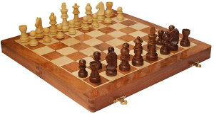 �`�F�X�Z�b�g 14 Inch Large Wood Magnetic Chess Set with Storage - Folding Wooden Travel Chess Board Game with Chessmen Storage - Handmade Tournament Chess Set - Best Strategy Educational Toy for Kids Adults Teens �y���s�A���i�z