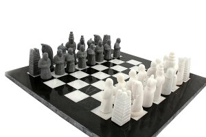 `FXZbg RADICALn 15 Inches Large Handmade Original Marble Black and White Full Chess Game Set - Non Wooden Non Backgammon Tournament Chess Sets - Two Players Staunton Table Chess Board Game Set for Adults ysAiz