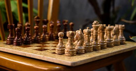 チェスセット 15 Inches Dark and Light Brown Weighted Chess Set - Unique Chess Set with 32 Chess Pieces - Large Marble Chess Set Ideal for Home D?cor - Best Tournament Chess Set & Home decor Gifts 【並行輸入品】
