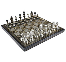 チェスセット diollo Brass Chess Set Classic Royal Chess Board Game 10 Inch, Silver 【並行輸入品】