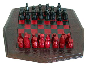 �`�F�X�Z�b�g NOVICA Red and Black Wood and Leather Chess Set, African Battle' �y���s�A���i�z