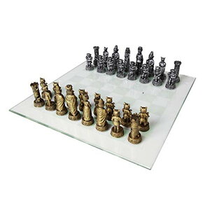 �`�F�X�Z�b�g Cats Versus Dogs Chess Set 3.5 Inch Tall Hand Painted with Glass Board �y���s�A���i�z