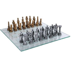 チェスセット Pacific Trading Egyptian vs Roman Chess Set with Glass Board New 【並行輸入品】