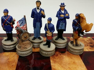 �`�F�X�Z�b�g US Generals Civil War Set of Chess Men Pieces Hand Painted - NO BOARD �y���s�A���i�z