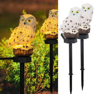 �t�N���E LED�\�[���[���C�g DAZZLE BRIGHT Owl Solar LED Lights, 2 Pack Garden Waterproof Decorative with Stake for Outdoor Yard Pathway Outside Patio Lawn Decor Scare Birds Away �y���s�A���i�z
