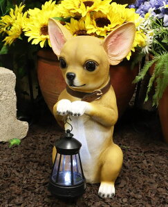 ` LED\[[Cg Ebros Gift Deer Head Begging Chihuahua Dog On Two Legs Decorative Statue with Solar LED Light Lantern Lamp 14" Tall Puppy Dogs Pet Pall Chihuahuas Home Patio Garden Accent Sculpture ysAiz