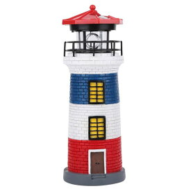 灯台 LEDソーラーライト LED Solar Lighthouse Statue Rotating Lawn Craft Decorations for Outdoor Light Garden Courtyard(Red+Blue+White) 【並行輸入品】