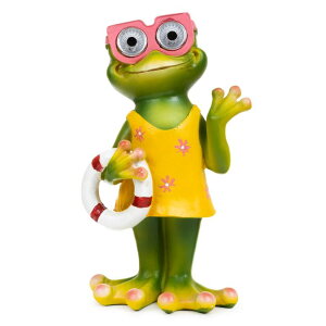 JG LED\[[Cg Blazin' Bison Frog Yard Decorations | Outdoor Decor - Garden Statues and Figurines | Solar Lawn Ornaments for Patio, Balcony and Deck | Weather Resistant - LED | Gifts for Patio | Auto On/Off (Girl) ysAiz