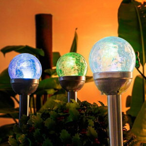 NbNOX LED\[[Cg GIGALUMI Solar Lights Outdoor Yard Decoration, Cracked Glass Ball Dual LED Garden Lights, Landscape/Pathway Lights for Path, Patio, Yard-Color Changing and White-3 Pack ysAiz