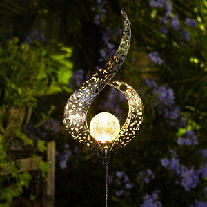 �K�[�f�� LED�\�[���[���C�g Homeimpro Outdoor Solar Lights Garden Crackle Glass Globe Stake Lights,Waterproof LED Lights for Garden,Lawn,Patio or Courtyard �y���s�A���i�z